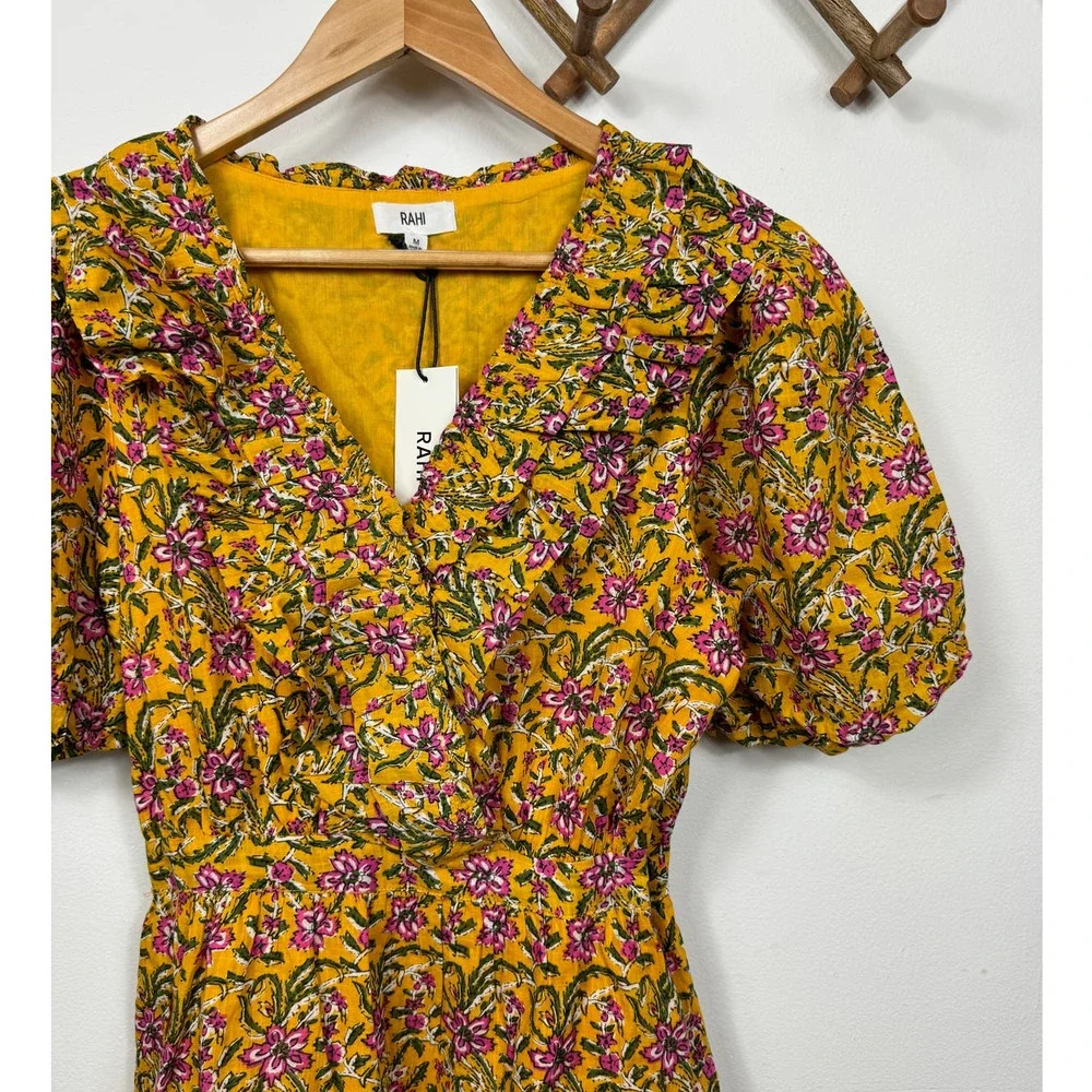 Rahi Del Sole Chiara Mini Dress in Yellow Floral Size M